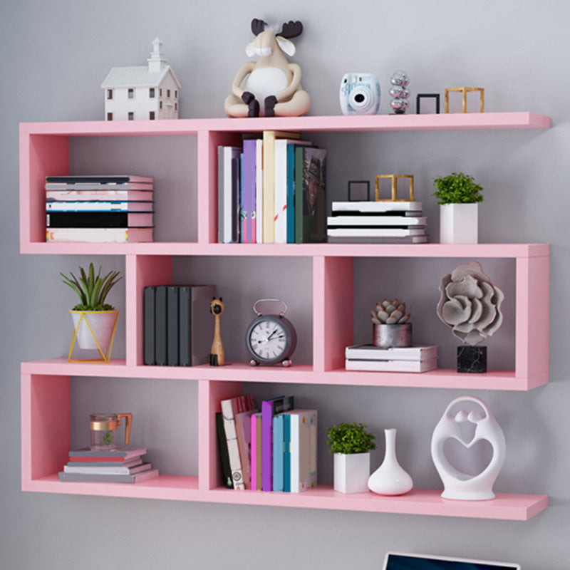 Wall Unit Open Book Shelf Modern Engineered Wood Shelf Bookcase for Home 47"L x 8"W x 31"H Pink Clearhalo 'Bookcases' 'furn' 'furn_bookcases' 'Furniture' 'Office Furniture' 5934982