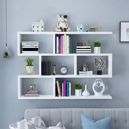 Wall Unit Open Book Shelf Modern Engineered Wood Shelf Bookcase for Home 31.5"L x 5.9"W x 31.5"H White Clearhalo 'Bookcases' 'furn' 'furn_bookcases' 'Furniture' 'Office Furniture' 5934983
