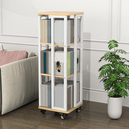Contemporary Standard Shelf Metal Shelf Bookcase with Casters 13.8"L x 13.8"W x 36.3"H White Clearhalo 'Bookcases' 'furn' 'furn_bookcases' 'Furniture' 'Office Furniture' 5934991