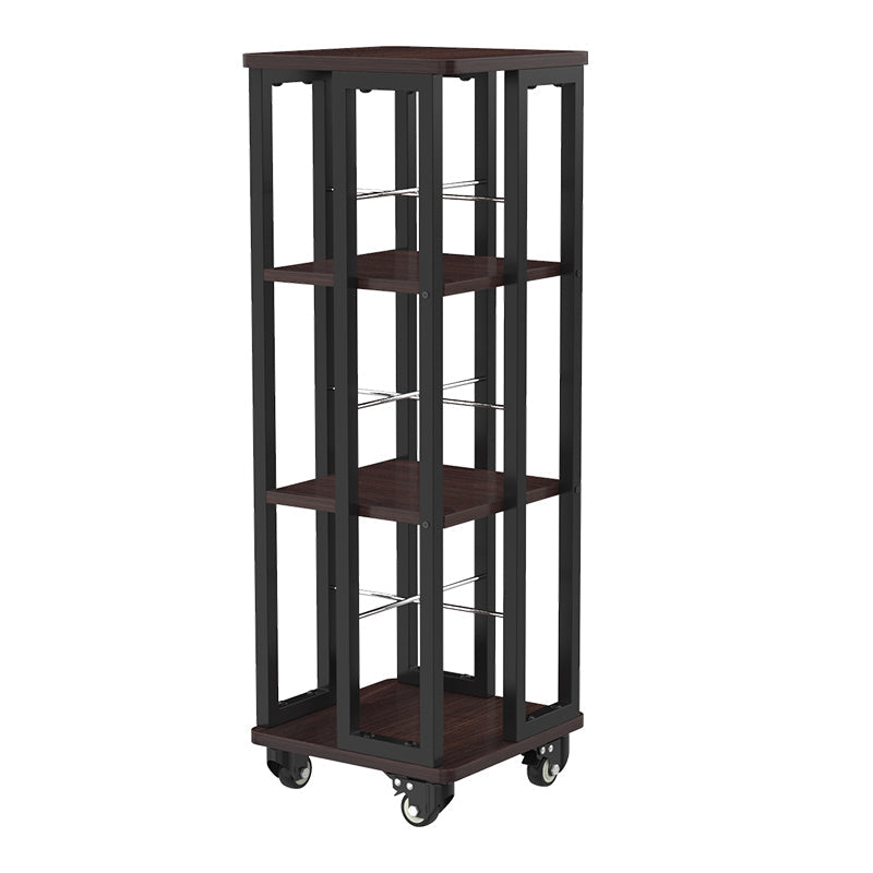 Contemporary Standard Shelf Metal Shelf Bookcase with Casters 13.8"L x 13.8"W x 36.3"H Black Clearhalo 'Bookcases' 'furn' 'furn_bookcases' 'Furniture' 'Office Furniture' 5934993