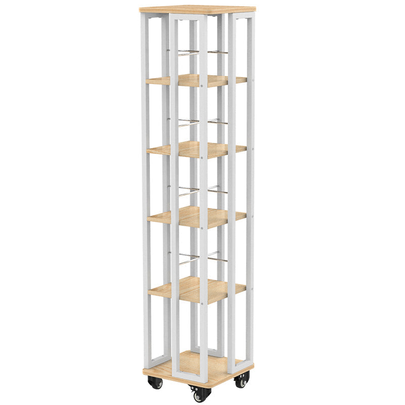 Contemporary Standard Shelf Metal Shelf Bookcase with Casters 13.8"L x 13.8"W x 61.1"H White Clearhalo 'Bookcases' 'furn' 'furn_bookcases' 'Furniture' 'Office Furniture' 5934994