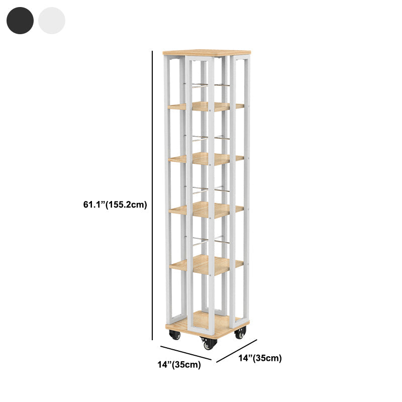 Contemporary Standard Shelf Metal Shelf Bookcase with Casters Clearhalo 'Bookcases' 'furn' 'furn_bookcases' 'Furniture' 'Office Furniture' 5935004