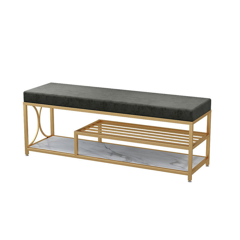 Modern Entryway Bench Upholstery Fill Foam Bench with Shelves Grey Clearhalo 'Benches' 'Chairs & Seating' 'furn' 'furn_benches' 'Furniture' 'Living Room Furniture' 5935036