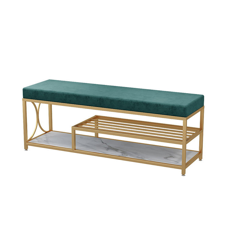 Modern Entryway Bench Upholstery Fill Foam Bench with Shelves Blackish Green Clearhalo 'Benches' 'Chairs & Seating' 'furn' 'furn_benches' 'Furniture' 'Living Room Furniture' 5935037