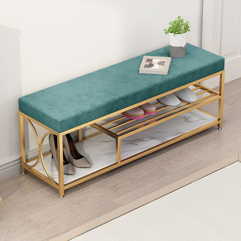 Modern Entryway Bench Upholstery Fill Foam Bench with Shelves 47"L x 14"W x 18"H Blackish Green Clearhalo 'Benches' 'Chairs & Seating' 'furn' 'furn_benches' 'Furniture' 'Living Room Furniture' 5935038