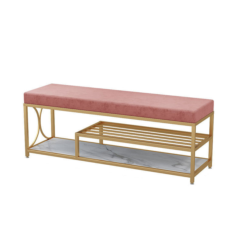 Modern Entryway Bench Upholstery Fill Foam Bench with Shelves Rose Bloom Clearhalo 'Benches' 'Chairs & Seating' 'furn' 'furn_benches' 'Furniture' 'Living Room Furniture' 5935039