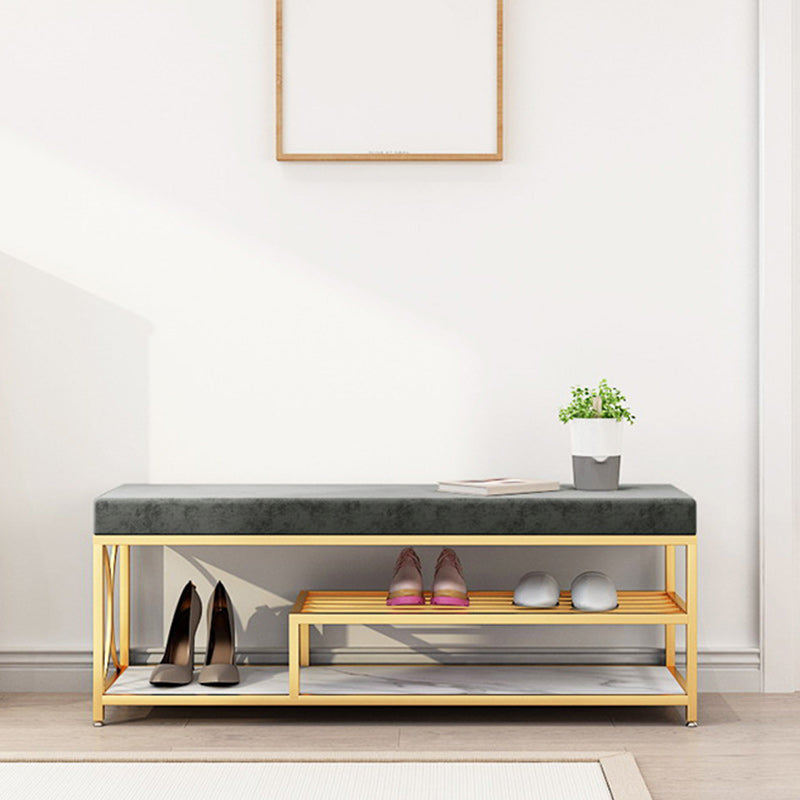 Modern Entryway Bench Upholstery Fill Foam Bench with Shelves Clearhalo 'Benches' 'Chairs & Seating' 'furn' 'furn_benches' 'Furniture' 'Living Room Furniture' 5935047