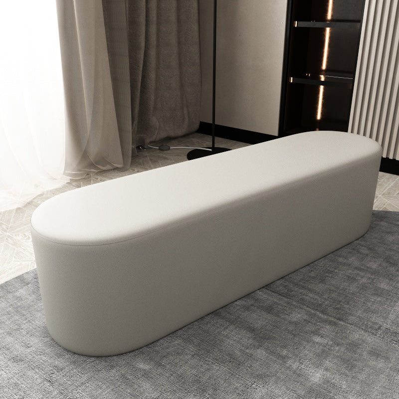 Modern Solid Color Bench Faux Leather Oval Bench for Home Office Grey Clearhalo 'Benches' 'Chairs & Seating' 'furn' 'furn_benches' 'Furniture' 'Living Room Furniture' 5935053
