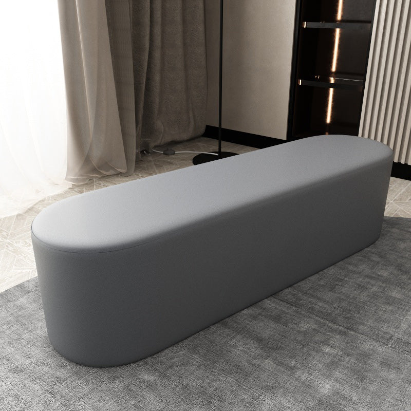 Modern Solid Color Bench Faux Leather Oval Bench for Home Office Light Gray Clearhalo 'Benches' 'Chairs & Seating' 'furn' 'furn_benches' 'Furniture' 'Living Room Furniture' 5935057