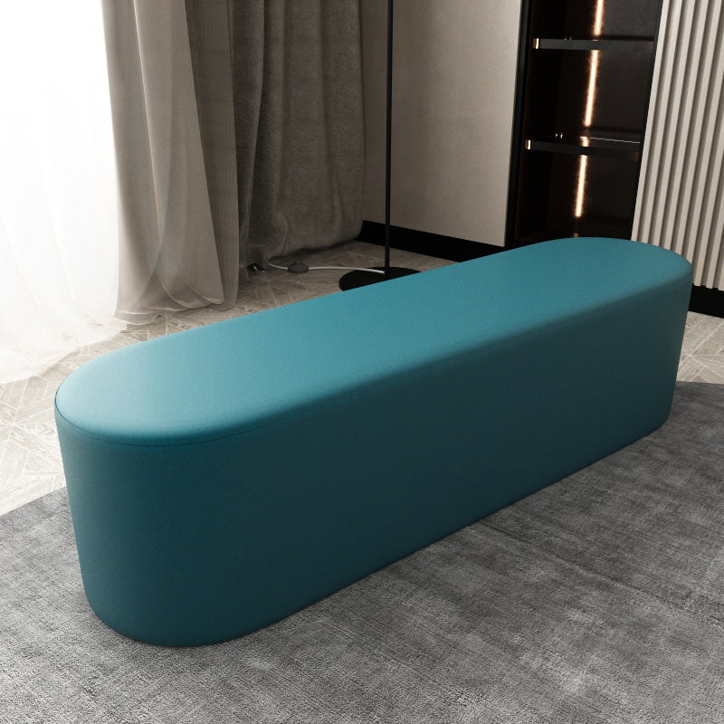 Modern Solid Color Bench Faux Leather Oval Bench for Home Office Blue Clearhalo 'Benches' 'Chairs & Seating' 'furn' 'furn_benches' 'Furniture' 'Living Room Furniture' 5935061