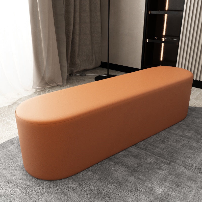 Modern Solid Color Bench Faux Leather Oval Bench for Home Office Orange Clearhalo 'Benches' 'Chairs & Seating' 'furn' 'furn_benches' 'Furniture' 'Living Room Furniture' 5935066
