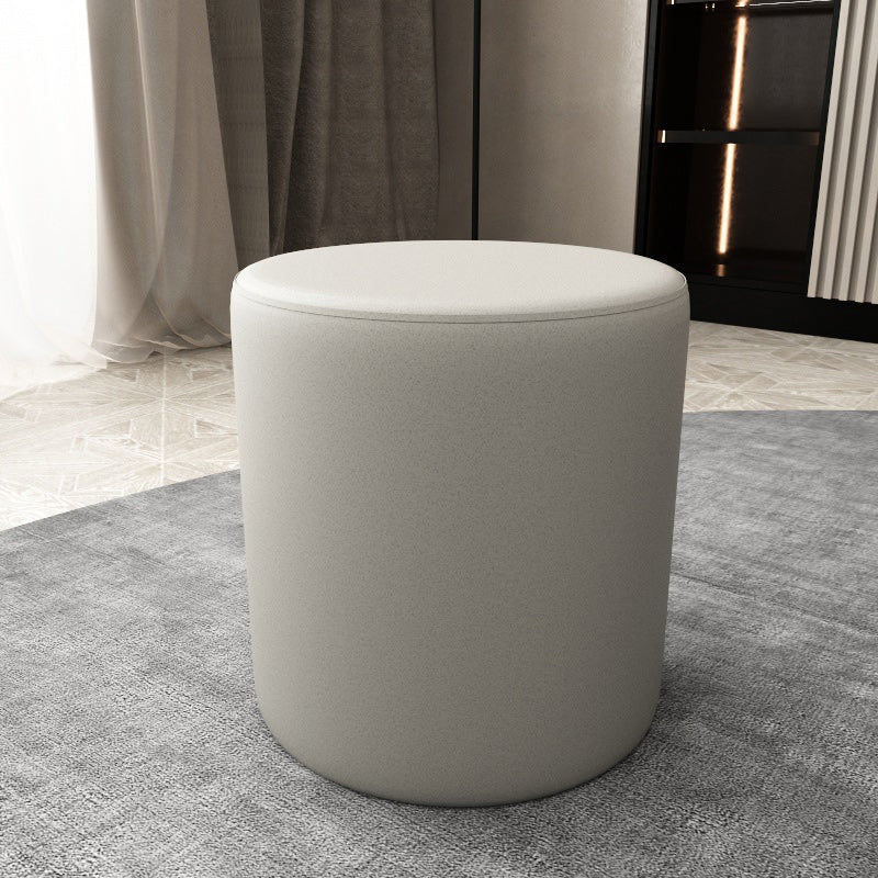 Modern Solid Color Bench Faux Leather Oval Bench for Home Office 16"L x 16"W x 16"H Grey Clearhalo 'Benches' 'Chairs & Seating' 'furn' 'furn_benches' 'Furniture' 'Living Room Furniture' 5935068