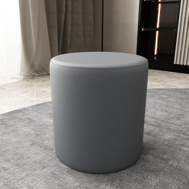 Modern Solid Color Bench Faux Leather Oval Bench for Home Office 16"L x 16"W x 16"H Light Gray Clearhalo 'Benches' 'Chairs & Seating' 'furn' 'furn_benches' 'Furniture' 'Living Room Furniture' 5935072