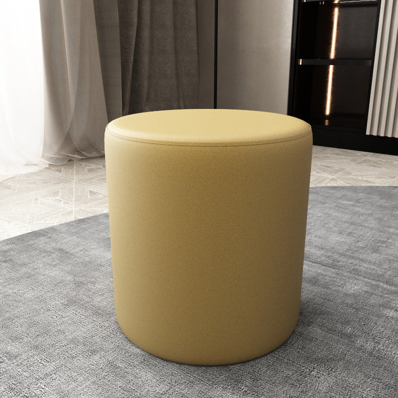 Modern Solid Color Bench Faux Leather Oval Bench for Home Office 16"L x 16"W x 16"H Yellow Clearhalo 'Benches' 'Chairs & Seating' 'furn' 'furn_benches' 'Furniture' 'Living Room Furniture' 5935074