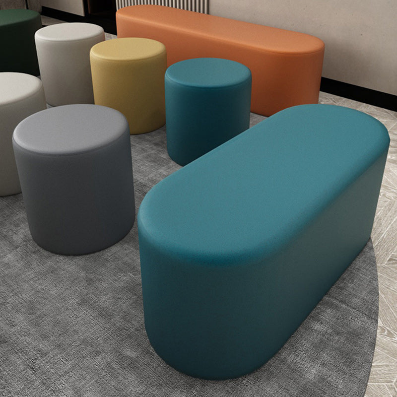 Modern Solid Color Bench Faux Leather Oval Bench for Home Office Clearhalo 'Benches' 'Chairs & Seating' 'furn' 'furn_benches' 'Furniture' 'Living Room Furniture' 5935075