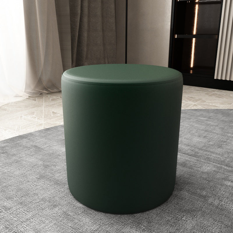 Modern Solid Color Bench Faux Leather Oval Bench for Home Office 16"L x 16"W x 16"H Blackish Green Clearhalo 'Benches' 'Chairs & Seating' 'furn' 'furn_benches' 'Furniture' 'Living Room Furniture' 5935078