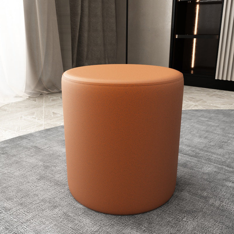 Modern Solid Color Bench Faux Leather Oval Bench for Home Office 16"L x 16"W x 16"H Orange Clearhalo 'Benches' 'Chairs & Seating' 'furn' 'furn_benches' 'Furniture' 'Living Room Furniture' 5935079