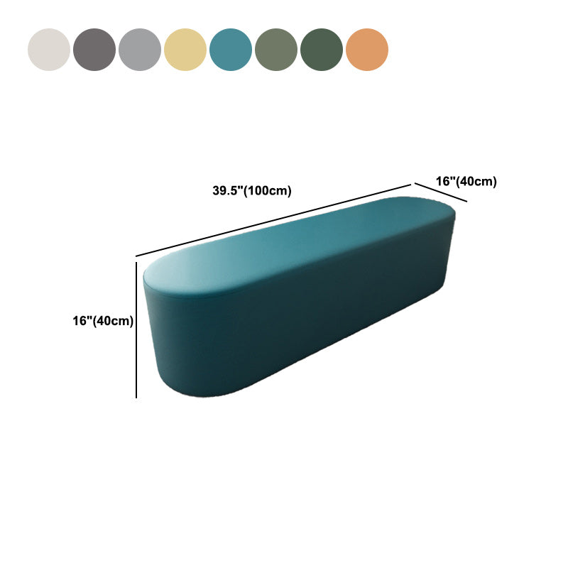 Modern Solid Color Bench Faux Leather Oval Bench for Home Office Clearhalo 'Benches' 'Chairs & Seating' 'furn' 'furn_benches' 'Furniture' 'Living Room Furniture' 5935081