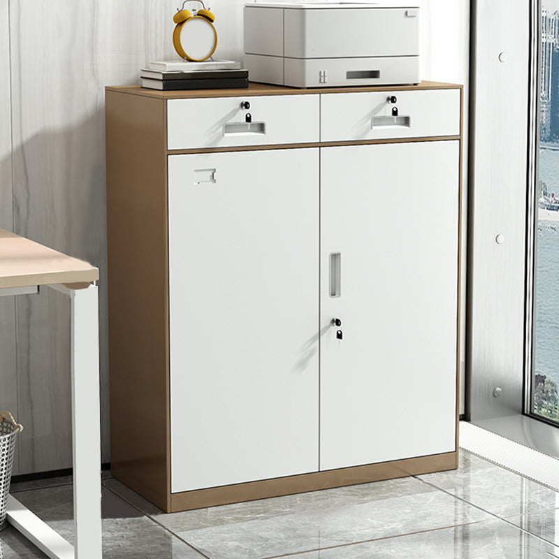 Modern Cabinet Wood Locking Drawers and Storage File Cabinet 35.4"L x 15.7"W x 42.9"H White-Brown Clearhalo 'Filing Cabinets' 'filling_cabinets' 'furn' 'furn_filling_cabinets' 'Furniture' 'Office Furniture' 5935311