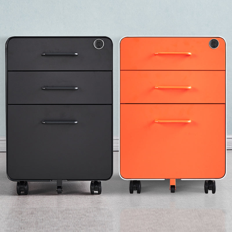 Zeitgenössische Aktenschränke Stahlrahmenschlüsselschloss Mobile Aktenschrank mit Rädern