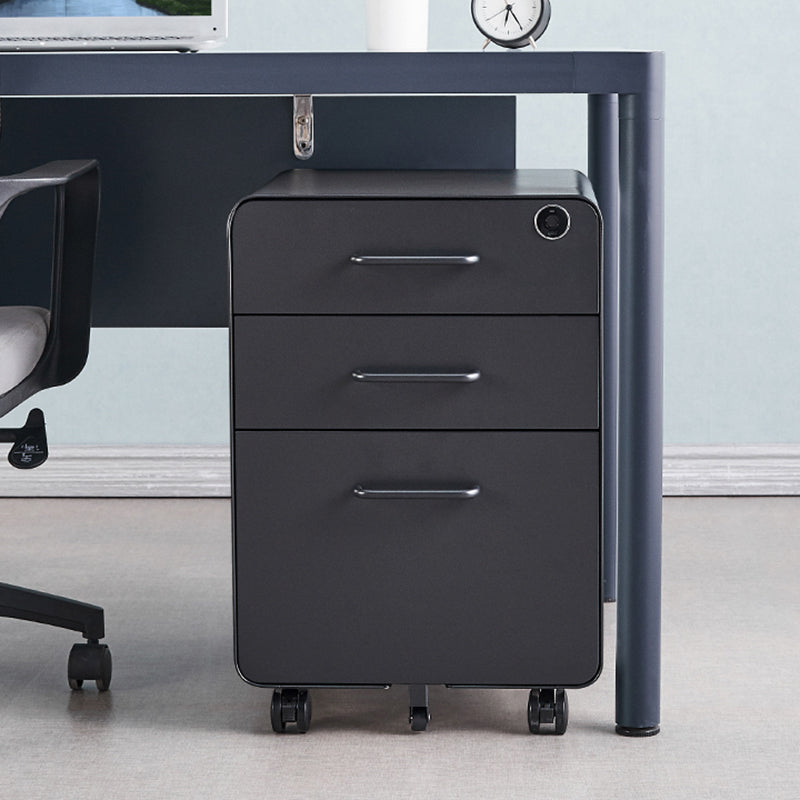 Zeitgenössische Aktenschränke Stahlrahmenschlüsselschloss Mobile Aktenschrank mit Rädern