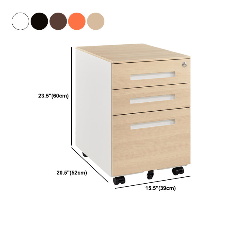 Zeitgenössische Aktenschränke Stahlrahmenschlüsselschloss Mobile Aktenschrank mit Rädern