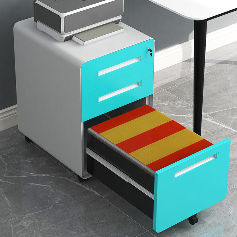 Gabinete moderno de metal 3 cajones de bloqueo y gabinete de archivadores para la oficina en casa