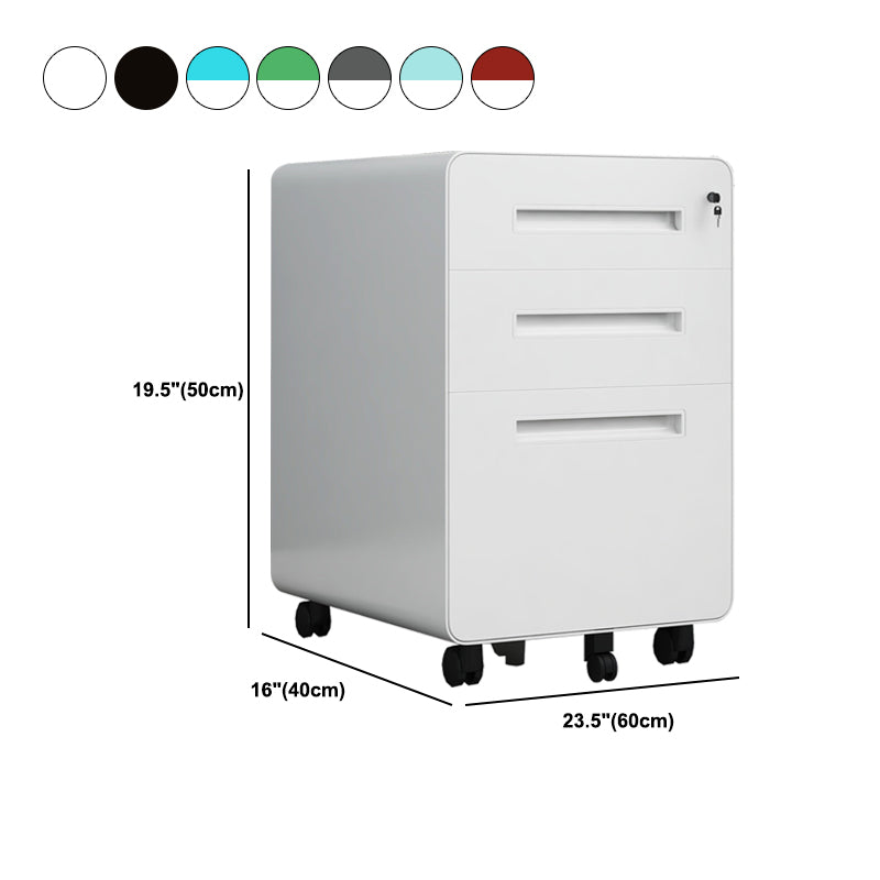 Gabinete moderno de metal 3 cajones de bloqueo y gabinete de archivadores para la oficina en casa