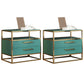 Metal and Wood Bedside Cabinet Modern Minimalist Open Bedside Table with Legs 18"L x 16"W x 20"H Blackish Green 2 Piece Set Clearhalo 'Bedroom Furniture' 'furn' 'furn_night_stand' 'Furniture' 'night_stand' 'Nightstands' 5937994
