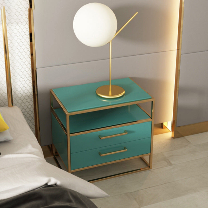 Metal and Wood Bedside Cabinet Modern Minimalist Open Bedside Table with Legs Clearhalo 'Bedroom Furniture' 'furn' 'furn_night_stand' 'Furniture' 'night_stand' 'Nightstands' 5937995