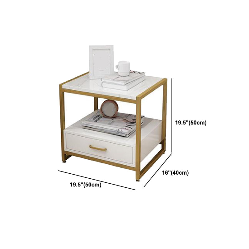 Metal and Wood Bedside Cabinet Modern Minimalist Open Bedside Table with Legs Clearhalo 'Bedroom Furniture' 'furn' 'furn_night_stand' 'Furniture' 'night_stand' 'Nightstands' 5938006