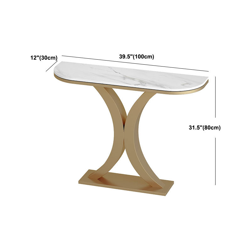 Tavolo console in marmo glam mezza luna astratto 12 "w tavolo accento per sala