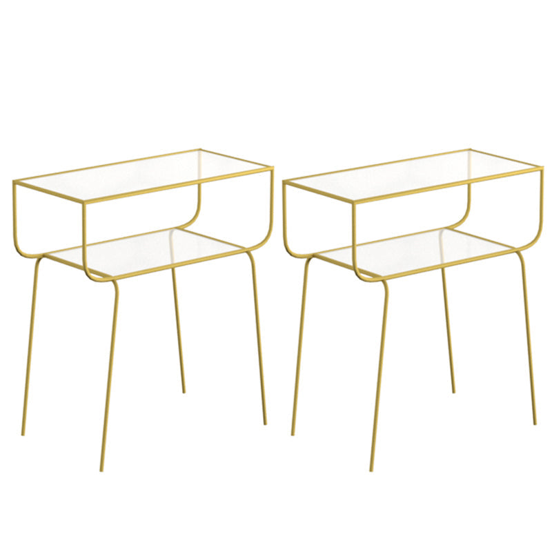 Industrialglas Akzenttisch Nachttisch 23,6 "Hochbett -Nachttisch mit 2 Regalen