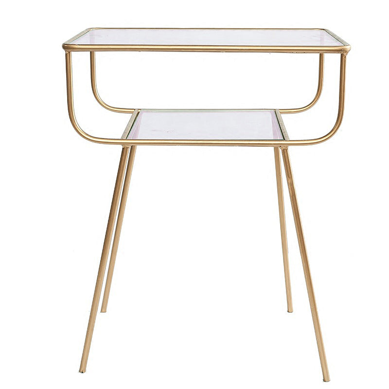 Industrialglas Akzenttisch Nachttisch 23,6 "Hochbett -Nachttisch mit 2 Regalen