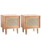 Rattan Bedside Table Modern Minimalist Bed Nightstand with Legs