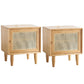 Rattan Bedside Table Modern Minimalist Bed Nightstand with Legs