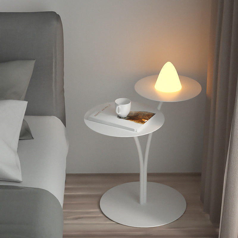 Contemporary Metal Accent Table Nightstand 21.65" Tall Bed Nightstand 16"L x 14"W x 22"H White 1 Piece Clearhalo 'Bedroom Furniture' 'furn' 'furn_night_stand' 'Furniture' 'night_stand' 'Nightstands' 5938192