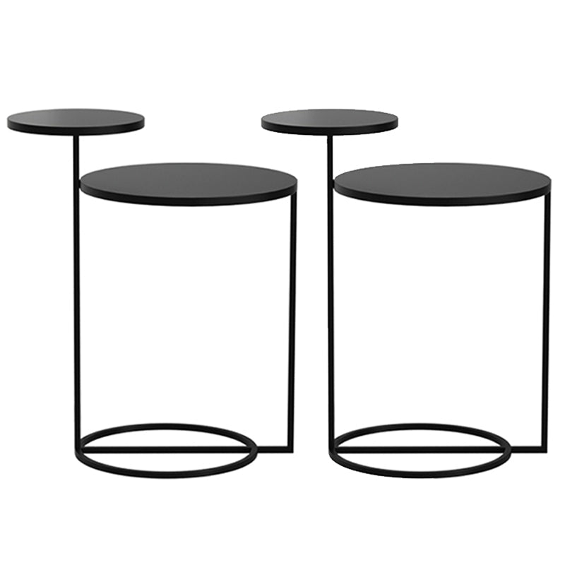 Contemporary Metal Accent Table Nightstand 21.65" Tall Bed Nightstand 19"L x 14"W x 22"H Black 2 Piece Set Clearhalo 'Bedroom Furniture' 'furn' 'furn_night_stand' 'Furniture' 'night_stand' 'Nightstands' 5938197