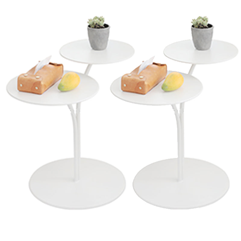 Contemporary Metal Accent Table Nightstand 21.65" Tall Bed Nightstand 16"L x 14"W x 22"H White 2 Piece Set Clearhalo 'Bedroom Furniture' 'furn' 'furn_night_stand' 'Furniture' 'night_stand' 'Nightstands' 5938201