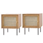 15.75" Tall Rattan Bedside Cabinet Solid Wood Nightstand with 1 Door Natural 2 Piece Set Left Clearhalo 'Bedroom Furniture' 'furn' 'furn_night_stand' 'Furniture' 'night_stand' 'Nightstands' 5938214