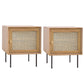 15.75" Tall Rattan Bedside Cabinet Solid Wood Nightstand with 1 Door Natural 2 Piece Set Right Clearhalo 'Bedroom Furniture' 'furn' 'furn_night_stand' 'Furniture' 'night_stand' 'Nightstands' 5938216