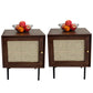 15.75" Tall Rattan Bedside Cabinet Solid Wood Nightstand with 1 Door Walnut 2 Piece Set Left Clearhalo 'Bedroom Furniture' 'furn' 'furn_night_stand' 'Furniture' 'night_stand' 'Nightstands' 5938219