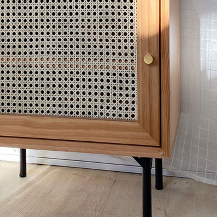 15.75" Tall Rattan Bedside Cabinet Solid Wood Nightstand with 1 Door Clearhalo 'Bedroom Furniture' 'furn' 'furn_night_stand' 'Furniture' 'night_stand' 'Nightstands' 5938223