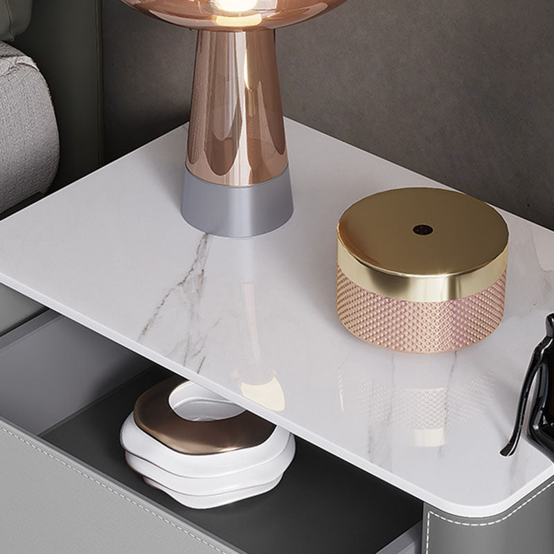 Eigentijdse stenen borst slaapkamer verticale opbergkast in grijs met laden