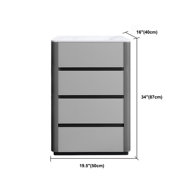 Eigentijdse stenen borst slaapkamer verticale opbergkast in grijs met laden