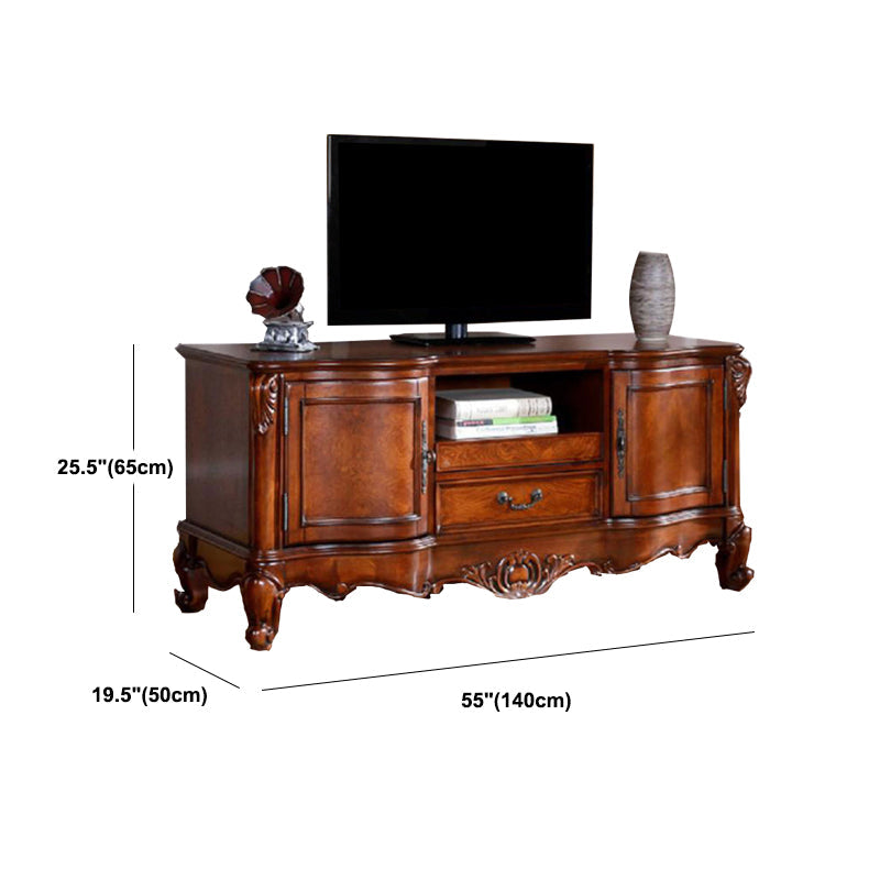 Console TV in legno marrone Console tradizionale TV Home TV con cassetti