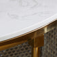 グラム大理石コンソール表14 "wハーフムーン4脚アクセントテーブル