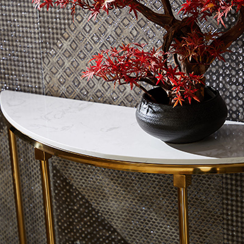 グラム大理石コンソール表14 "wハーフムーン4脚アクセントテーブル