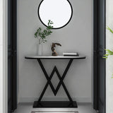 Tavolo da console in marmo glam da 12 "W tavolo da accento resistente alle macchie mezzano per la sala