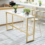 Tavolo da barra rettangolo in stile glam tavolo da pranzo a barre da barino bianco